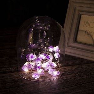 紫水晶LED弦灯电池供电10英尺25 L必威全新精装版app下载ED天然水晶串灯适用于卧室派对室内婚礼